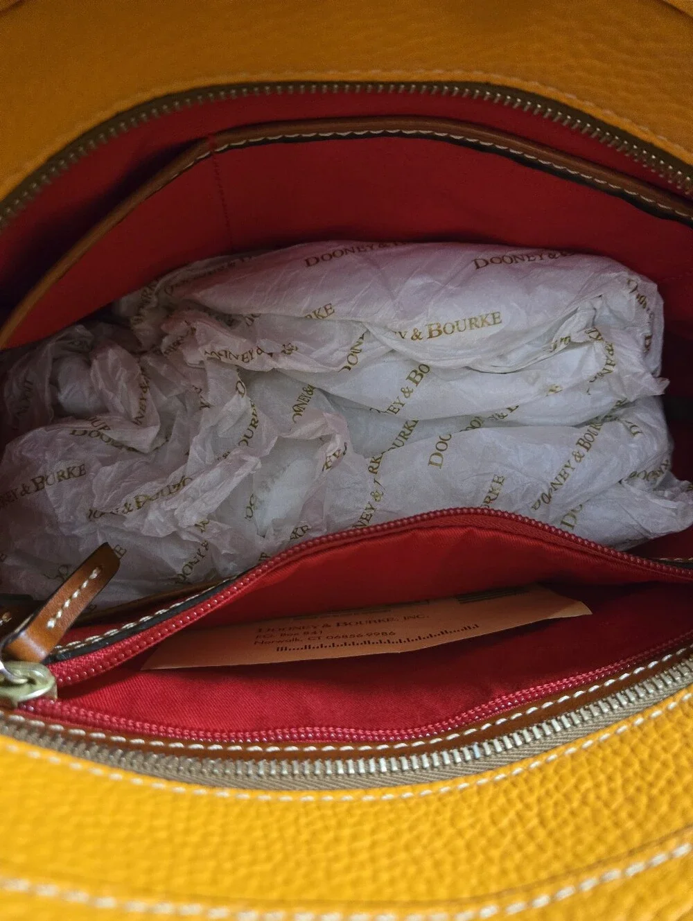 Dooney & Bourke Mustard Yellow Pebbled Leather Lexington Tote NWOT